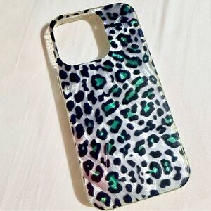 Lime Green and Silver Leopard Print TPU Phone Case for iphone 14